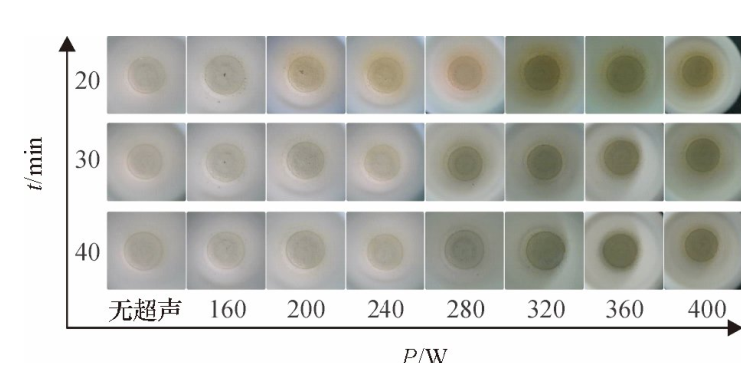 圖5不同密閉消解時間、不同超聲功率的消解效果
